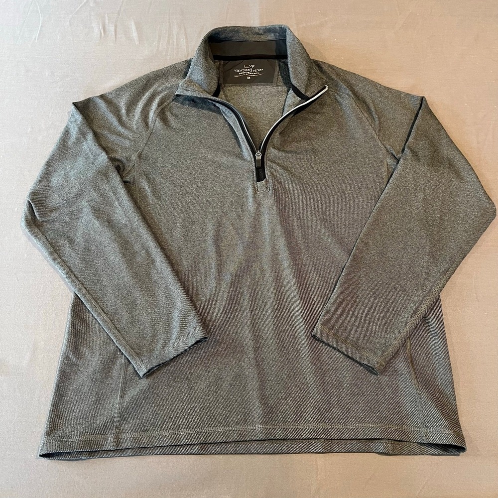 Vineyard Vines‎ Mens Performance 1/4 Zip Sz M Gray Activewear Outdoor Athleisure